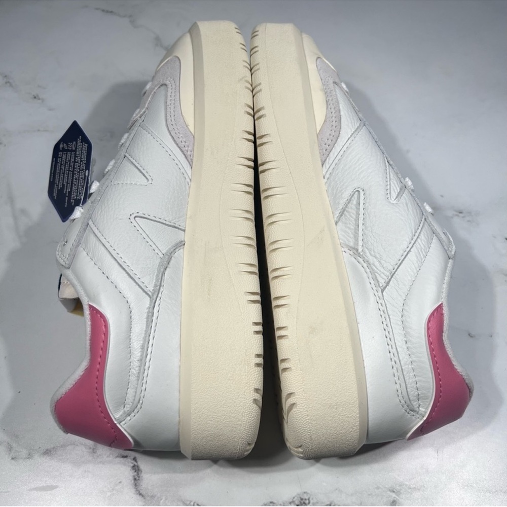 New Balance CT 302 White Leather Pink Heel Platform Sneakers - Picture 8 of 11